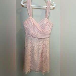 David's Bridal Soft Pink Lace Dress
